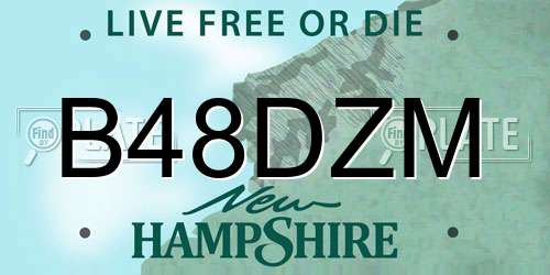 B48DZM New Hampshire License Plate