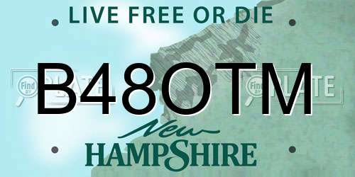 B48OTM New Hampshire License Plate