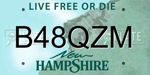 B48QZM New Hampshire License Plate