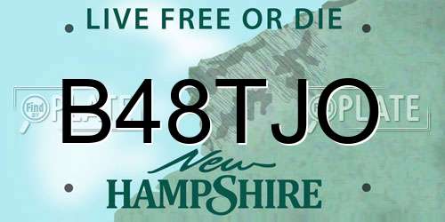 B48TJO New Hampshire License Plate