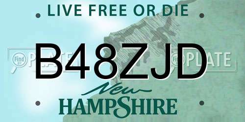 B48ZJD New Hampshire License Plate