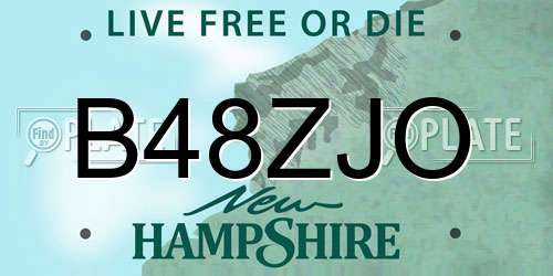 B48ZJO New Hampshire License Plate