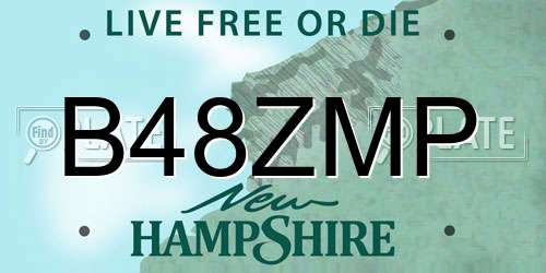 B48ZMP New Hampshire License Plate