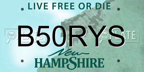B50RYS New Hampshire License Plate
