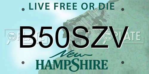 B50SZV New Hampshire License Plate