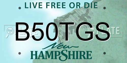 B50TGS New Hampshire License Plate