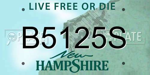 B5125S New Hampshire License Plate