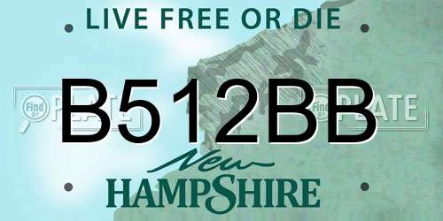B512BB New Hampshire License Plate