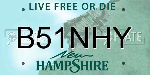 B51NHY New Hampshire License Plate
