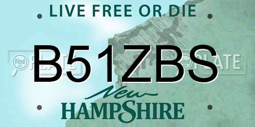 B51ZBS New Hampshire License Plate