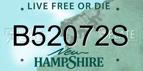 B52072S New Hampshire License Plate