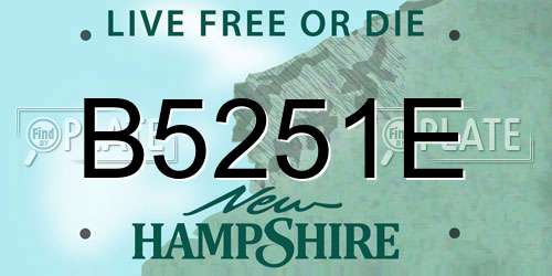 B5251E New Hampshire License Plate