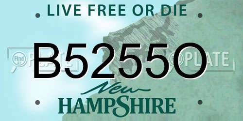 B5255O New Hampshire License Plate
