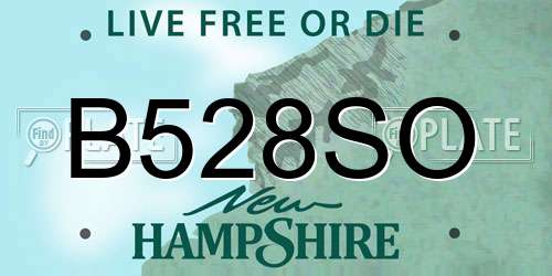 B528SO New Hampshire License Plate