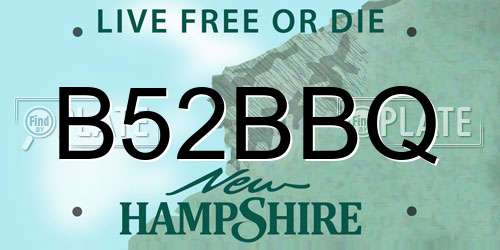 B52BBQ New Hampshire License Plate