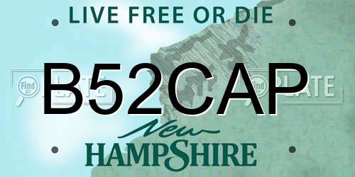 B52CAP New Hampshire License Plate