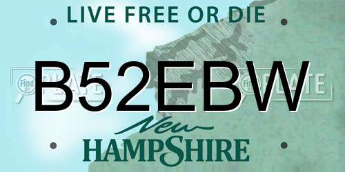 B52EBW New Hampshire License Plate