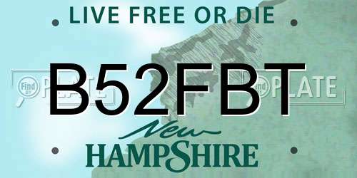 B52FBT New Hampshire License Plate
