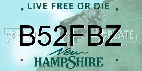 B52FBZ New Hampshire License Plate