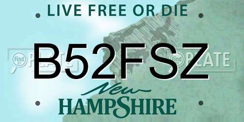 B52FSZ New Hampshire License Plate