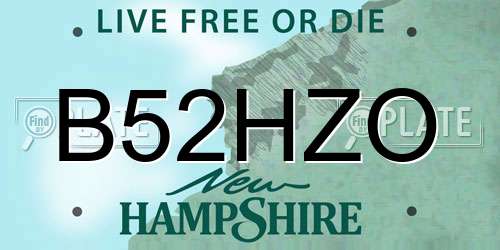 B52HZO New Hampshire License Plate