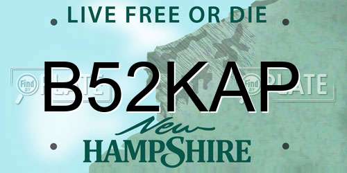 B52KAP New Hampshire License Plate