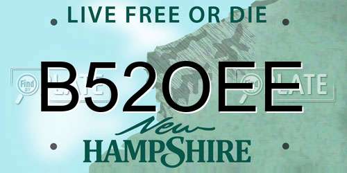 B52OEE New Hampshire License Plate