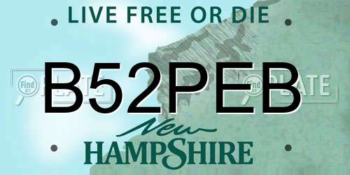 B52PEB New Hampshire License Plate