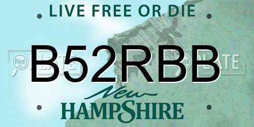 B52RBB New Hampshire License Plate