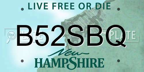 B52SBQ New Hampshire License Plate