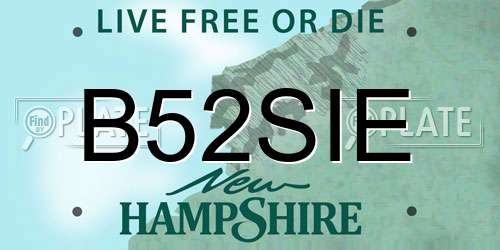 B52SIE New Hampshire License Plate