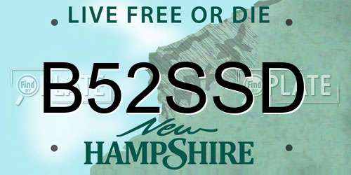 B52SSD New Hampshire License Plate