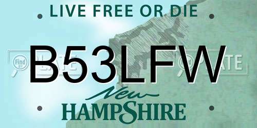 B53LFW New Hampshire License Plate