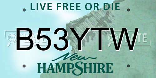 B53YTW New Hampshire License Plate