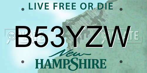 B53YZW New Hampshire License Plate