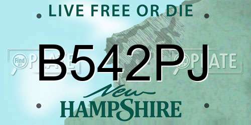 B542PJ New Hampshire License Plate