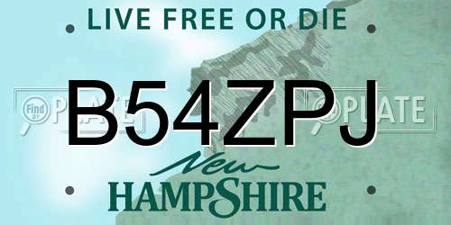 B54ZPJ New Hampshire License Plate