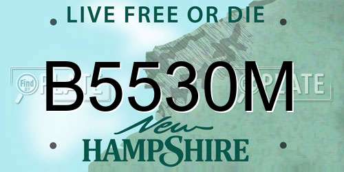 B5530M New Hampshire License Plate