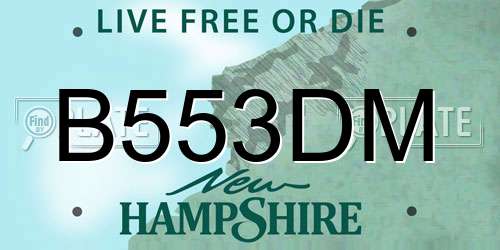 B553DM New Hampshire License Plate