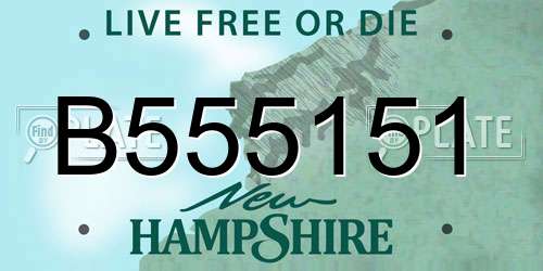 B555151 New Hampshire License Plate