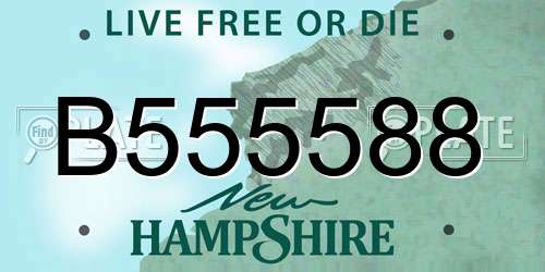 B555588 New Hampshire License Plate
