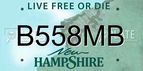 B558MB New Hampshire License Plate