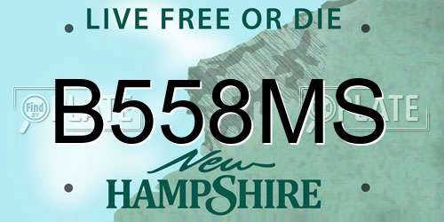 B558MS New Hampshire License Plate