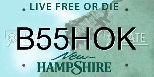 B55HOK New Hampshire License Plate