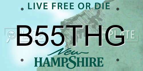 B55THG New Hampshire License Plate