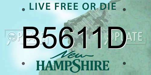 B5611D New Hampshire License Plate