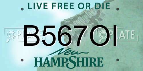 B567OI New Hampshire License Plate
