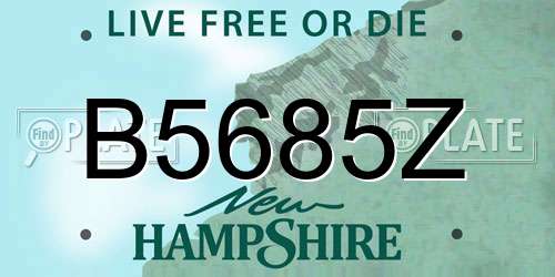 B5685Z New Hampshire License Plate