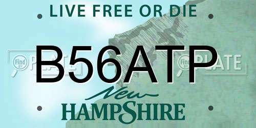 B56ATP New Hampshire License Plate