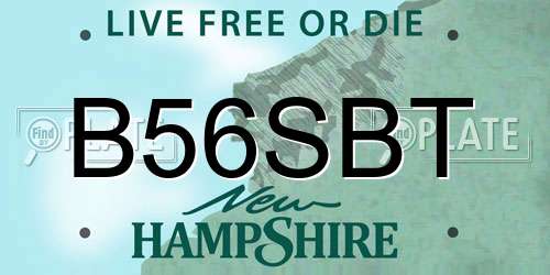 B56SBT New Hampshire License Plate